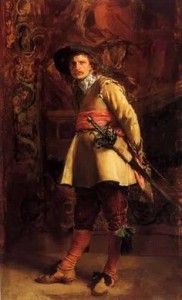 "The Musketeer", painted by Jean Louis Ernest Meissonier in 1871.  A Romantic French artist, you can imagine the costume in the paining is accurate and one can almost imagine this as young Damis, ready to run Tartuffe through!